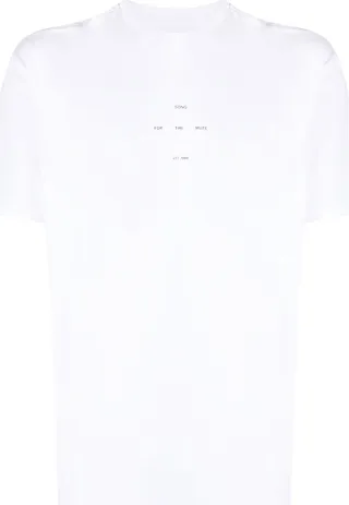 White Logo Print Cotton T-Shirt