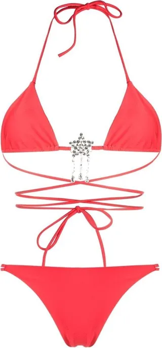 Crystal-Embellished Triangle Bikini
