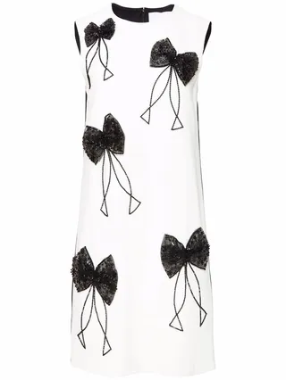 Bow-Embellished Shift Dress