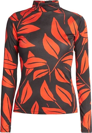 Mock Turtleneck Leaf Top
