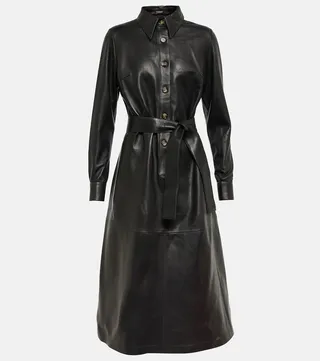 Martin leather shirt dress