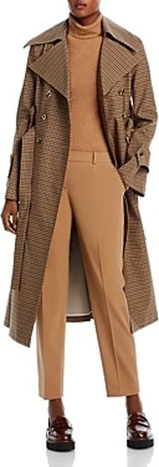 A.w.a.k.e. Mode Gingham Belted Trench Coat