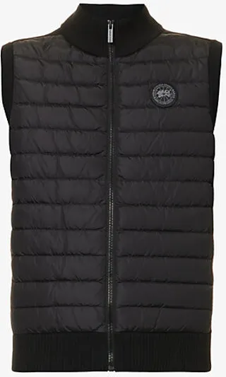 Mens Black Hybridge High-neck Quilted Relaxed-fit Wool Gilet
