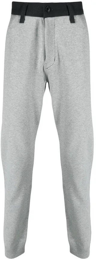 Contrast-Trim Straight-Leg Trousers