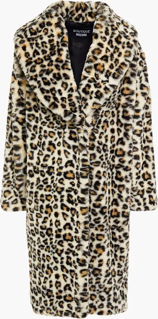 Leopard-print faux fur coat
