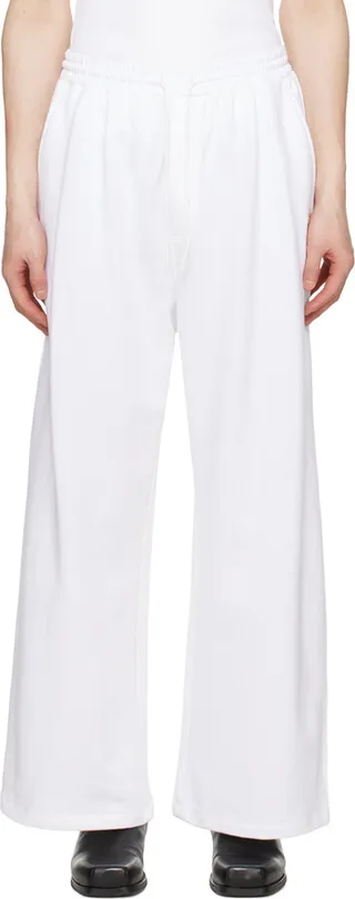 AMOMENTO White Drawstring Sweatpants