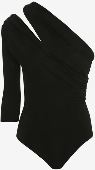 Women's Slashed One-Shoulder Bodysuit In Black