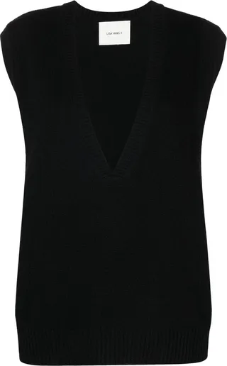 Black Linn V-Neck Cashmere Vest