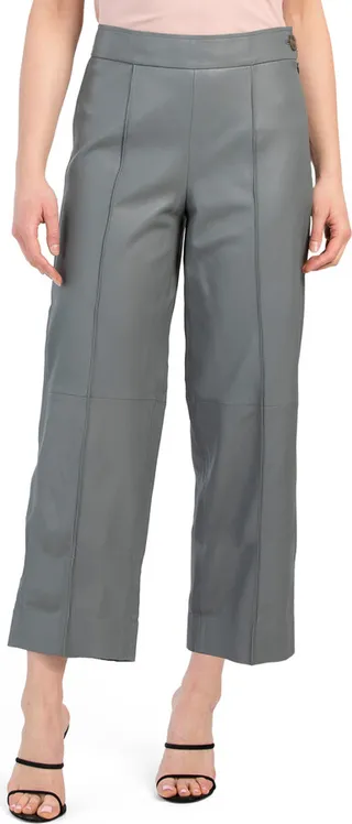 Crop Wide Leg Leather Pants