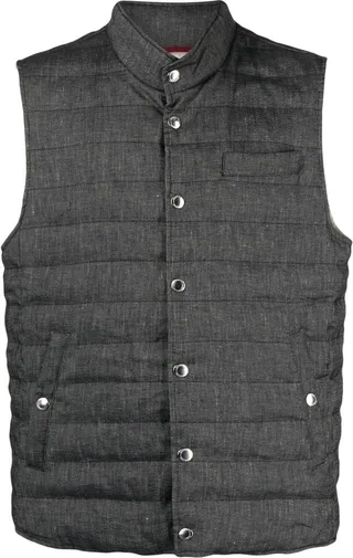 Padded-Design High-Neck Gilet
