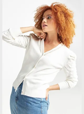 Embellished V-Neck Cardigan