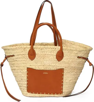 Cadix straw & leather tote bag