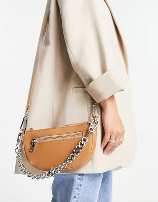 Steve Madden Bcobraa saddle shoulder bag in tan