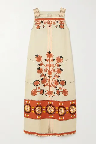Vita Kin - Ulya Embroidered Linen Midi Dress - x small