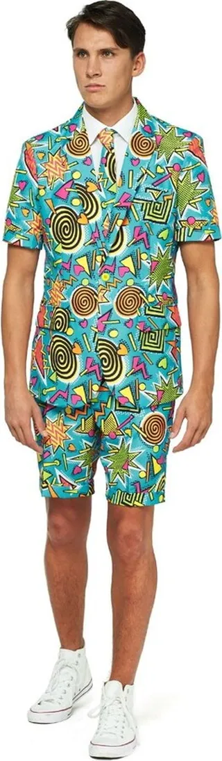 Suitmeister Men's Party Suit - Summer Retro Blue 90’S Icons - Multicolor - Size: L