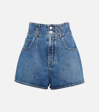 High-rise denim shorts