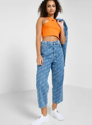 Printed High Waist Jeans