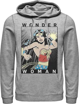 Men's Justice League Comic Poster Pull Over Hoodie - Athletic Heather - 3X Large