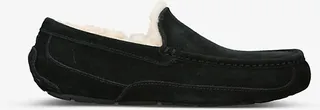 Ugg Mens Black Ascot Logo-embroidered Suede Slippers