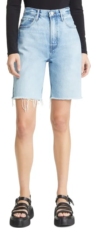 High Waist Denim Bermuda Shorts