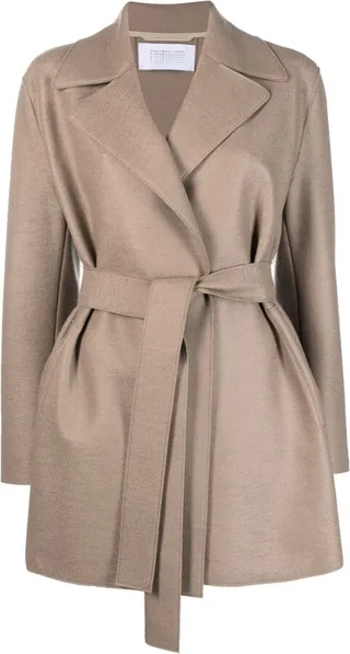 Belted-Waist Wool Jacket