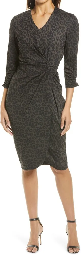 Plaid V-Neck Sheath Dress