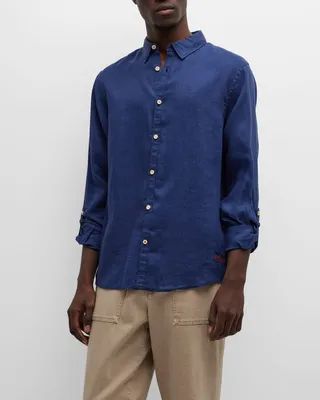 Men's Linen Roll-Tab Sport Shirt