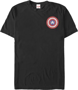 Men's Marvel Captain America Pixel Shield Badge T-Shirt - Black - Large