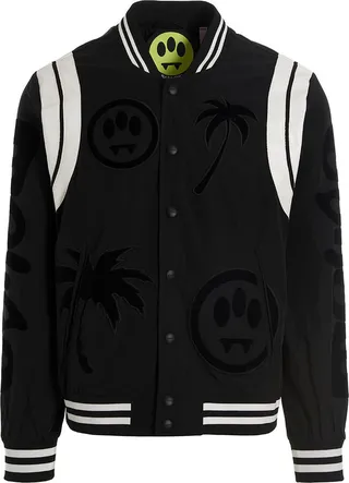 Flocked Print And Embroidery Bomber Jacket