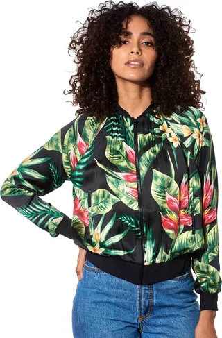 Tropical Print Bomber Jacket