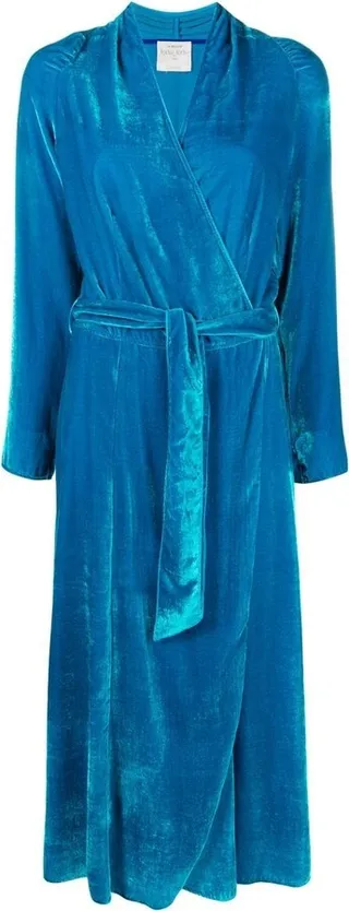 Velvet Wrap Midi Dress