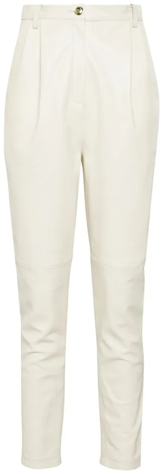 High-rise tapered leather pants