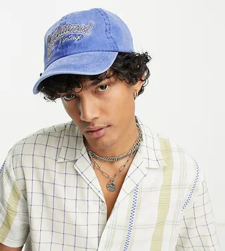 Reclaimed Vintage Y2K logo cap in washed blue