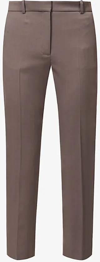 Womens Truffle Coleman Straight-leg Mid-rise Stretch-wool Trousers