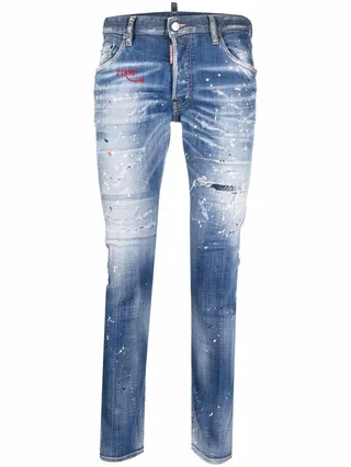 Distressed-Effect Cropped Jeans