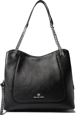 MICHAEL Michael Kors Piper Large Chain Shoulder Tote (Black) Shoulder Handbags