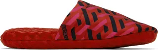 Versace Underwear Red 'La Greca' Slippers
