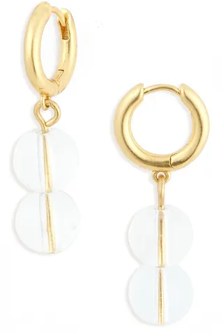 Glass Beaded Huggie Hoop Earrings
