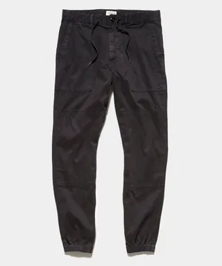 Italian Stretch Drawstring Camp Jogger in Black