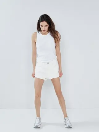 Rivet Cut-off Organic Cotton Denim Shorts