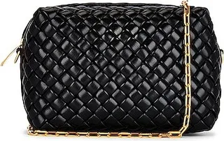 Bottega Veneta Padded Intreccio Camera Bag in Black