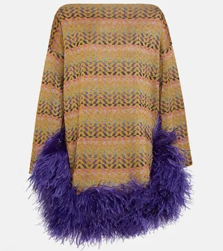Lurex® feather-trimmed minidress