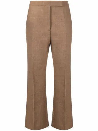 Cropped Kick-Flare Wool Trousers