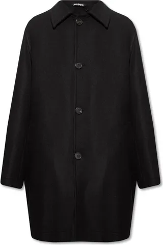 Palm Angels Logo-Printed Single Breasted Coat