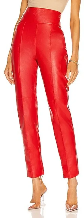 Alexandre Vauthier Leather Pant in Red