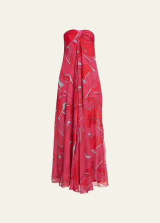 Janelle Notched Strapless Chiffon Gown