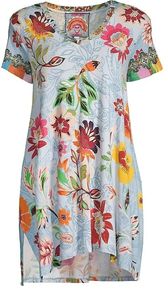 Floral V-Neck Tunic Top