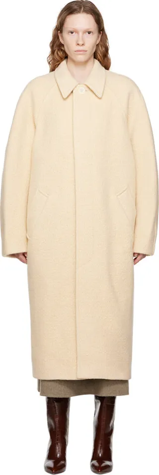AMOMENTO Beige Button Up Coat