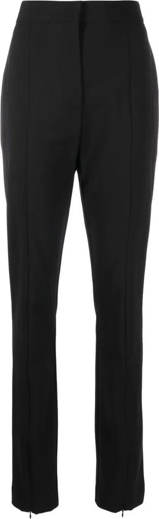 Ankle-Slit Straight-Leg Trousers