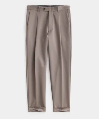Italian Cotton Twill Madison Suit Pant in Khaki